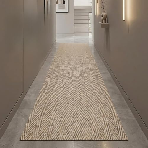 Alfombra Vinilica Espiga, para Cocina, Pasillo, de Color Marron, beig Efecto Natural digitalizado.