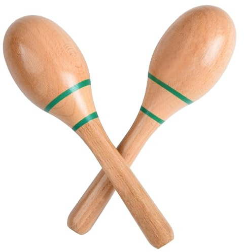 2 Pcs Wood Maracas for Kids Adults, Wooden Maracas Shakers Musical Instrument