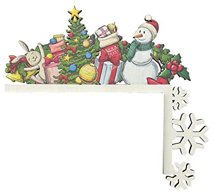 Fensterbilder Weihnachten Selbstklebend Mit Geschenken, Holzrahmen, Tür, kreatives Ornament, Rentiere, Weihnachtsdekoration, Weihnachtsdekoration Fensterdeko Weihnachten (B, One Size)