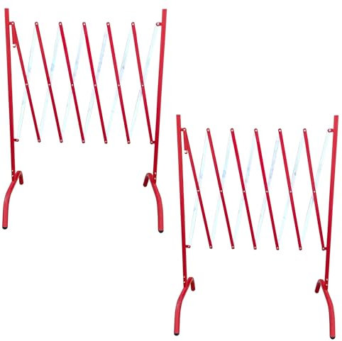 PAL | Valla extensible de hierro roja y blanca. Fácil almacenamiento y transporte debido a sus reducidas dimensiones una vez cerrada (2- Vallas)