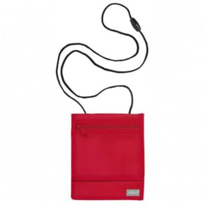 minimutz Brustbeutel zum Umhängen Kinder - Geldbeutel Mädchen Jungen mit Klarsichtfenster für Schülerausweis Buskarte - 13 x 15 cm (rot)