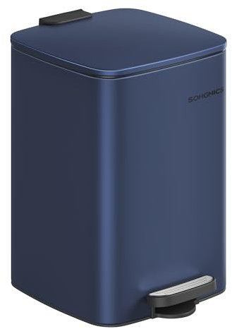 SONGMICS Poubelle de Cuisine, Poubelle 20 L, Poubelle à Pédale en Acier, avec Seau Intérieur, Fermeture Douce et Maintien en Ouverture, Bleu Minuit LTB592Q02