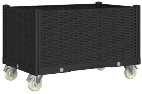 vidaXL Odlingslåda med hjul svart 80x50x54 cm PP, hög odlingslåda, odlingskruka, blomkrukor, höga odlingslådor, odlingskrukor, blomkruka, utomhuskruka