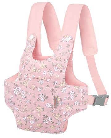 GAGAKU Transportador de muñecas para niños pequeños, portabebés para muñecas, Accesorios, portabebés para niñas pequeñas, Color Rosa (Flores de Pera)