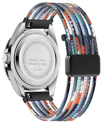 KMKJSH Magnetisch Armbänder für 20mm 22mm Armband, Atmungsaktiv Elastisches Stoff für Damen Herren Verstellbare Ausschnitt Sommer Sport Ersatzarmband Kompatibel mit 20mm 22mm Uhrenarmband (4,20mm)