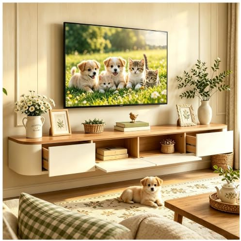 KSYGINXD Mobile TV Sospeso, Mobile TV A Parete, Mobile TV Basso In Piedi O Sospeso, Console TV Per Centro Di Intrattenimento, Per Soggiorno E Ufficio(Brown,240x24x20cm)