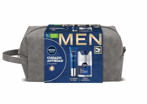 NIVEA MEN Hyaluron Pack Set Regalo Rutina Cuidado Facial Antiedad Hombre, pack de hombre con crema antiedad (1 x 50 ml) y contorno de ojos (1 x 15 ml)