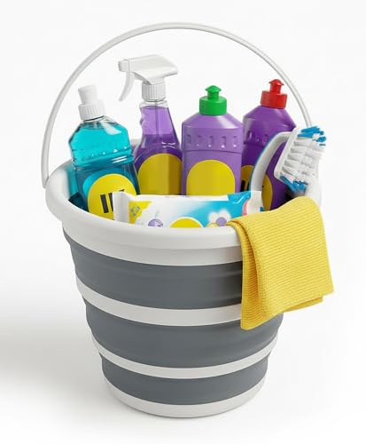 MEOWN Collapsible Bucket 10L Foldable Silicone Water Pail with Handle, Portable Space Saving Folding Tub for Camping Car Wash Garden Beach Fishing and Travel