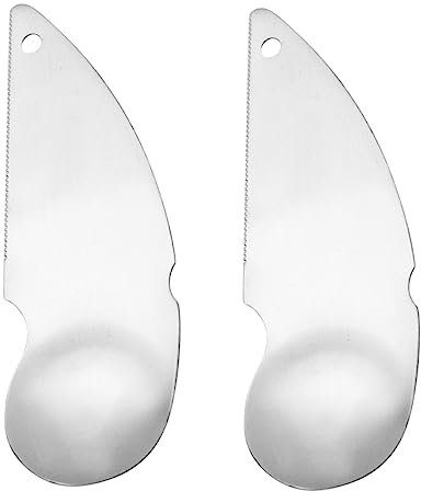 HOLIDYOYO Pelador De Kiwi Cuchara De Acero Inoxidable 304, Diseño 2 1, Herramienta De Cocina Para Aguacate y Frutas, Práctico Para Uso Doméstico, Paquete De 2 Piezas