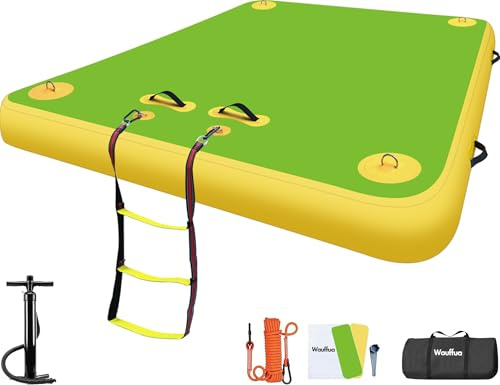Wauffua Inflatable Floating Dock for Lakes, Thick Lake Floats for Adults