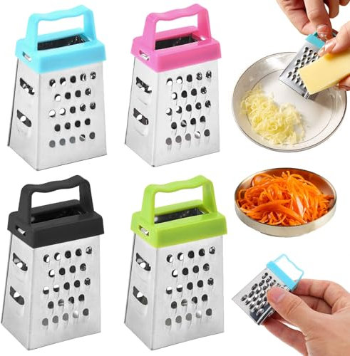 Vierkantreibe,4 Stück Reibe Edelstahl,Reibeflächen,Käsereibe,Küchenreibe,Reibe für Gemüse,Handreibe,Kastenreibe mit Griff,Edelstahl Quadratisch Käsereibe,für Reiben,Schneiden