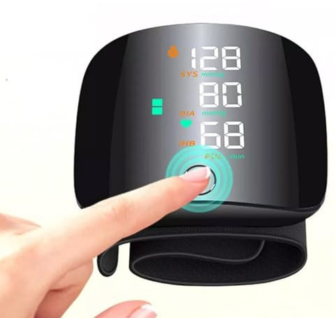 FiTspi Misuratore di pressione sanguigna automatico accurato, portatile con ampio display LCD BP, polsino regolabile con funzione di memoria, per uso domestico e in viaggio