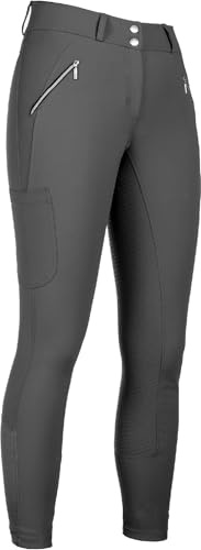 HKM Mädchen Lia High Waist Silikon Vollbesatz Reithose, Grau, 146/152