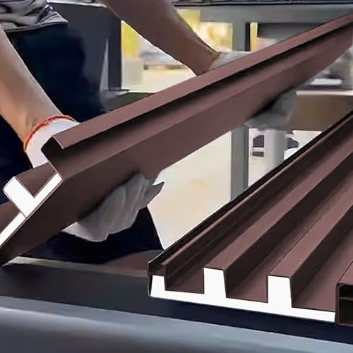 Corrugated Roofing Sheets, Roofing Side Panels Waterproof Tiles with Closure Strips, Corrugated Metal Wall Cladding Panel for Stables Carport Patio, Storage Ceiling Sheets(Brown,L 488cm(16ft