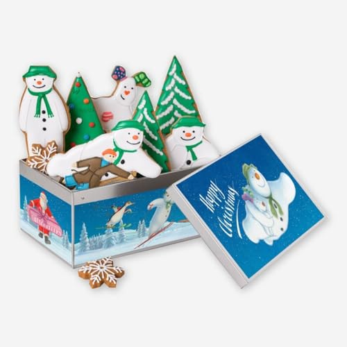 Biscuiteers The Snowman™ & The Snowdog Gingerbread Biscuit Tin | 9 Hand-Iced Christmas Biscuits in Illustrated Keepsake Tin | Luxury Festive Food Hamper | Handmade in London