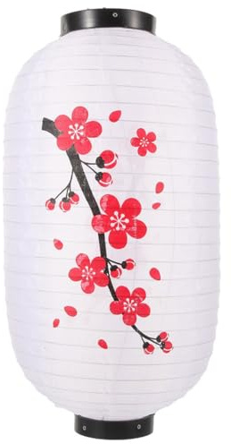 COLLBATH Lanterne Japonaise Traditionnelle Suspendue 30 CM Motif Fleur de Prunier en Tissu Résistant Extérieur pour Décoration Restaurant de Sushis Jardin et Fête Lanterne Décorative