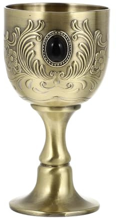 TOKIDNY Cáliz de Vino Tinto Vintage de Metal Europeo, Mini Copa Retro de Aleación, Taza de Metal para Fiesta y Decoración de Boda, Superficie Lisa Fácil de Limpiar