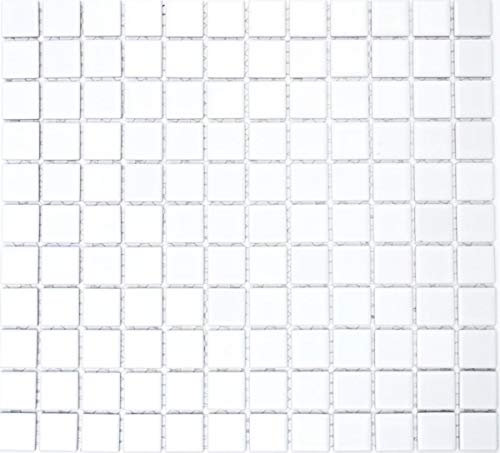 MOS18-0102 Carreaux de mosaïque en céramique blanc brillant pour cuisine, mur, douche, piscine