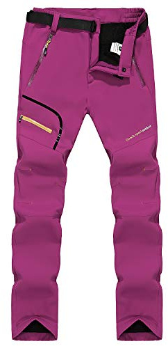 Naudamp Pantalones de Senderismo Forrados con Forro Polar de Invierno Softshell para Mujer Pantalones para Caminar Ligeros de Secado rápido al Aire Libre