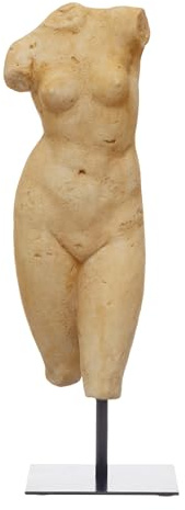 Creative Co-Op Resin Female Body Figure on Metal Stand, Plaster Finish, Natural