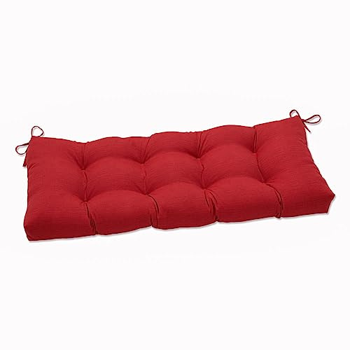 Pillow Perfect Monti Chino Solid Indoor/Outdoor Wicker Patio Sofa/Swing Cushion Tufted, Weather and Fade Resistant, 18 x 48, Red