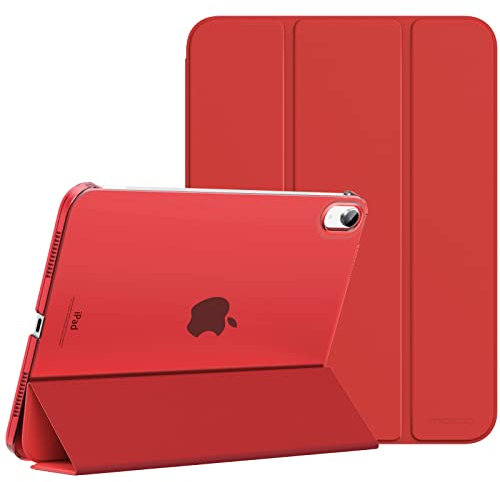 MoKo Hülle für iPad (A16) 11. Generation 11 Zoll 2025, iPad 10. Generation 10,9 Zoll 2022, Schlanke Stand Schutzhülle mit Hart PC Transparent Rückseite, Rot