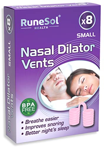 Runesol Ecarteur Nasal Anti ronflement Petit Rose, 8 Pack Dilatateur Nasale pour Sommeil & aide breathe, Nasal Dilator, Dispositifs Anti-ronflement Efficace, Ecarteur de nez