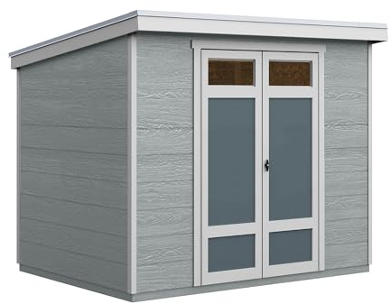 Handy Home Products Highland 8x6 Modern Wooden Storage Shed with Floor Kit and Palram roof- Does not Include Paint