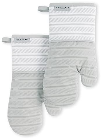 KitchenAid Albany Oven Mitt 2-Pack Set, Matte Grey, 7x13