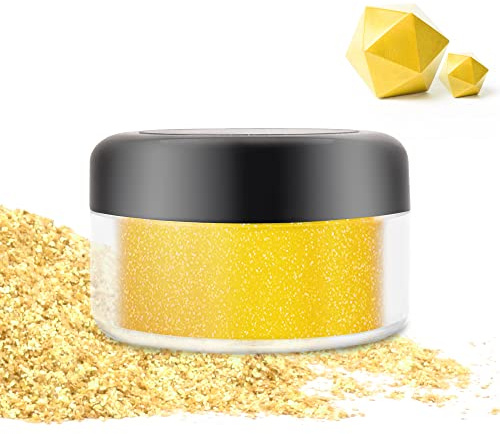 Glitter Commestibili - 10g Glitter Commestibili, Polvere Metallizzata Alimentare Polvere Lucente per Decorazioni Torte, Bevande, Drinks, Champagne, Fondant, Caramelle, Cioccolatini, Panna (Oro)