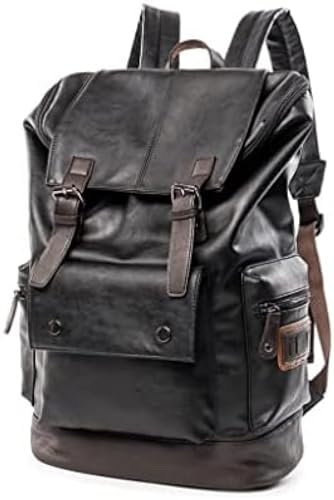 Sac À Dos En Cuir Vintage Pour Ordinateur Portable 15.6 Pouces, Sac À Dos De Poche, Sac À Dos De Voyage D'affaires Décontracté Pour Hommes Et Femmes,Noir,15,6 Pouces,Hilarious123