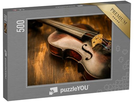 puzzleYOU : Puzzle de 500 pièces « Violon : Style Vintage sur Fond de Bois »