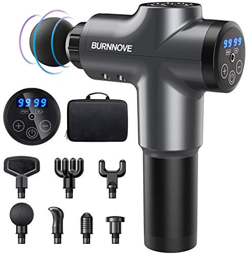BURNNOVE Massagepistole Massage Gun für Nacken Schulter Rücken Handmassagegerät 2500mAh mit 7 Massageköpfen 99 Geschwindigkeiten Elektrische Percussion Massagegerät mit LED-Anzeige-Touchscreen Braun