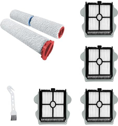 NUHFUFA 1 Set Main Brush + 4 PCS Filters + Cleaning Brush Replacement Parts Compatible with Robo.rock A10 PLUS Dyad Pro/Combo Wet Dry Vacuum Cleaner