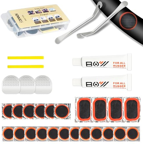DN DENNOV 32 PCS Bike Tire Repair Kit, Bicycle Puncture Repair Kit with Metal Crowbar File for BMX Cycling Motorcycle MTB Road Mountain Bicycle Travel