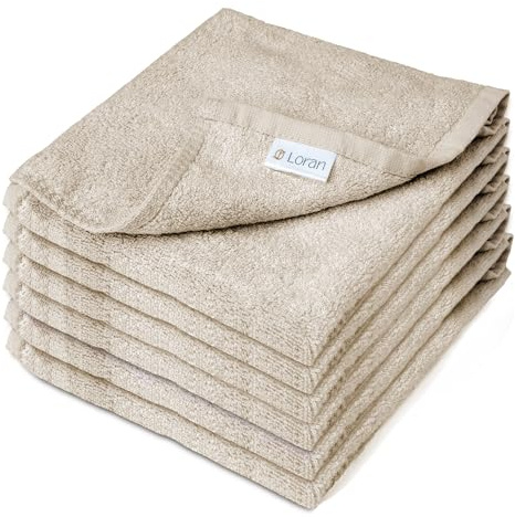 Vanilla Extra Large Washcloths Set of 6 Soft Body Cloths 13” x 13” 70% Viscose Derived from Bamboo, 30% Cotton Spa-Like Feel Silky for Skin Cleansing