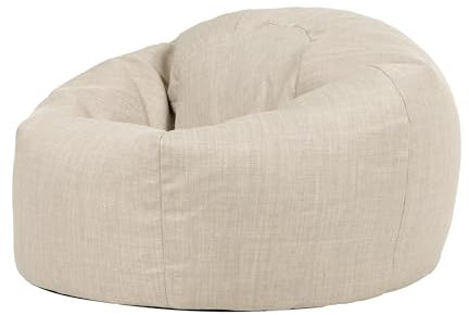 Icon Kingston Sitzsack, Beige, Stoff für Drinnen und Draußen, Sitzsack Erwachsene mit Füllung, Lounge Sessel, Lounge Stuhl, Garten, Terrasse, Wohnzimmer, Wohnzimmer Möbel