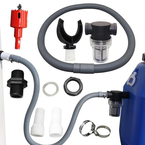 Kit de Conector de Tope de Agua - Kit de conexión de Agua para unir 2 topes de Agua | Conector de Tope de Lluvia para barriles de Agua de Lluvia | Colector de Tubo descendente de PVC de 75/100