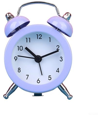 Mini sveglia unica con due campane, per posizionare il comodino (viola)