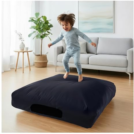 FoamTouch Crash Pad with Foam Blocks for Kids and Adults- Size 36 inches x 36 inches - Therapeutic Sensory Pad with Navy Blue Water Resistance Cover