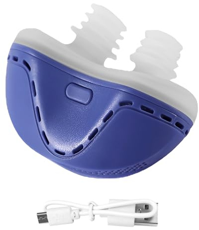 GAOXIAO Dispositivo Anti Russamento e Apnea Notturna, Dilatatore Nasale Antirussamento, Doppio Ventilatore Turbo Dispositivo Lavabile, Alta Efficienza Aria Dentro e Fuori Blue