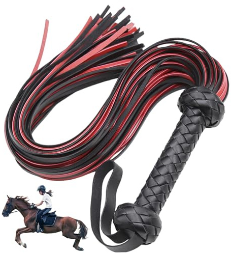 Muzrunq Fusta para Montar a Caballo, látigo de Caballo de Piel sintética, látigos Suaves y duraderos con Mango cómodo para ecuestres, floggers para Disfraz de Cosplay..