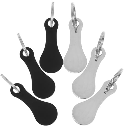 POPETPOP 6pcs Stainless Steel Shopping Cart Tokens Keyring Portable Trolley Coin Holder DIY Keychain Accessory for Men and Women Grocery Shopping