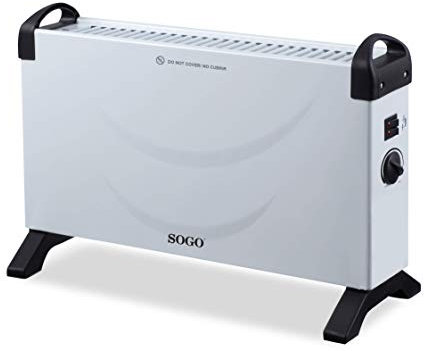 SOGO Radiador Eléctrico Bajo Consumo 2000W Portátil - Calefactor Eléctrico Silencioso con Termostato Ajustable - Estufa Eléctrica con 3 Niveles de Potencia - Convector Eléctrico para Hogar y Baño