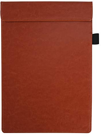 Portapapeles A4 Carpeta de la PU con Magnético Clip Carpeta de Menu Sujeta Papeles Bloc de Notas para Restaurante Cafetería Hotel, Marrón