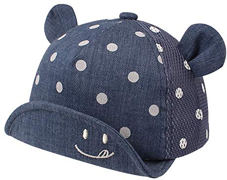 Pesaat Gorro de algodón para bebé niña niño Sombrero para el Sol Ajustable Primavera y Verano 6-24 Meses(Marino de Malla)