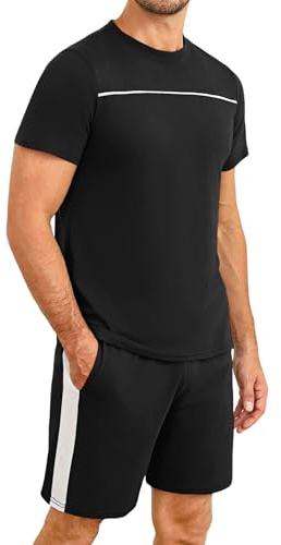 Marvmys Mens Pyjamas Shorty Short Sleeve Set | Men's Two-Piece Pyjamas Traditional T-shirt and Short Pyjama Set Nightwear Pjs Loungewear