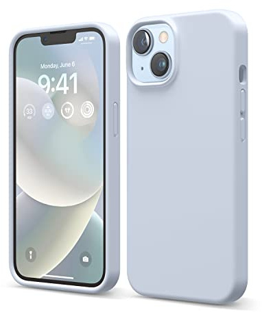 elago Compatible with iPhone 14 Case, Liquid Silicone Case, Full Body Protective Cover, Shockproof, Slim Design, Anti-Scratch Soft Microfiber Lining, 6.1 inch (Light Blue)