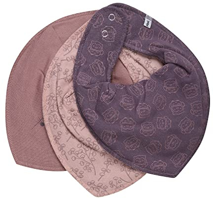 PIPPI Baby Bandana Bib Girl-AOP (3-Pack) Triangle, Burlwood, One Size (Pack of 3)