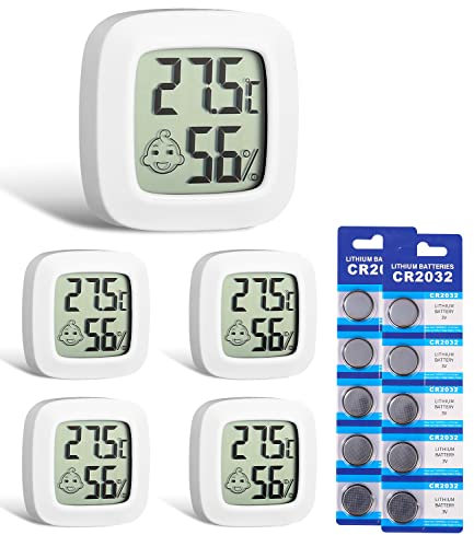 NEFLSI 5 Piezas Higrometro Termometro Digital Casa,Termómetro Higrómetro Portátil para Medición de Temperatura para el Hogar Oficina Sala de Bebés,termometro pared interior